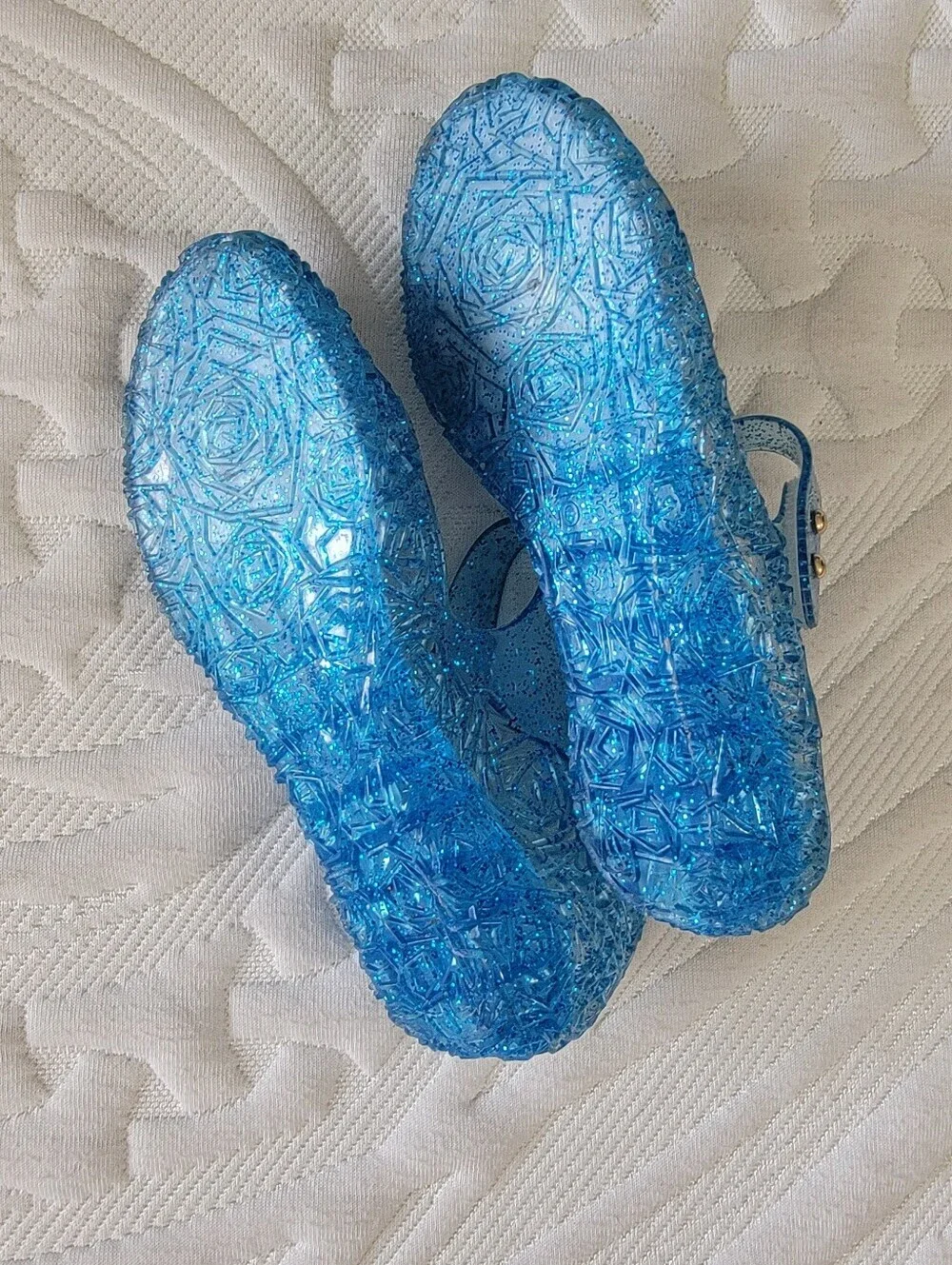 Girls Blue Jelly Mary Jane Shoes Inspired By Elsa Frozen Size 31 US 13C
